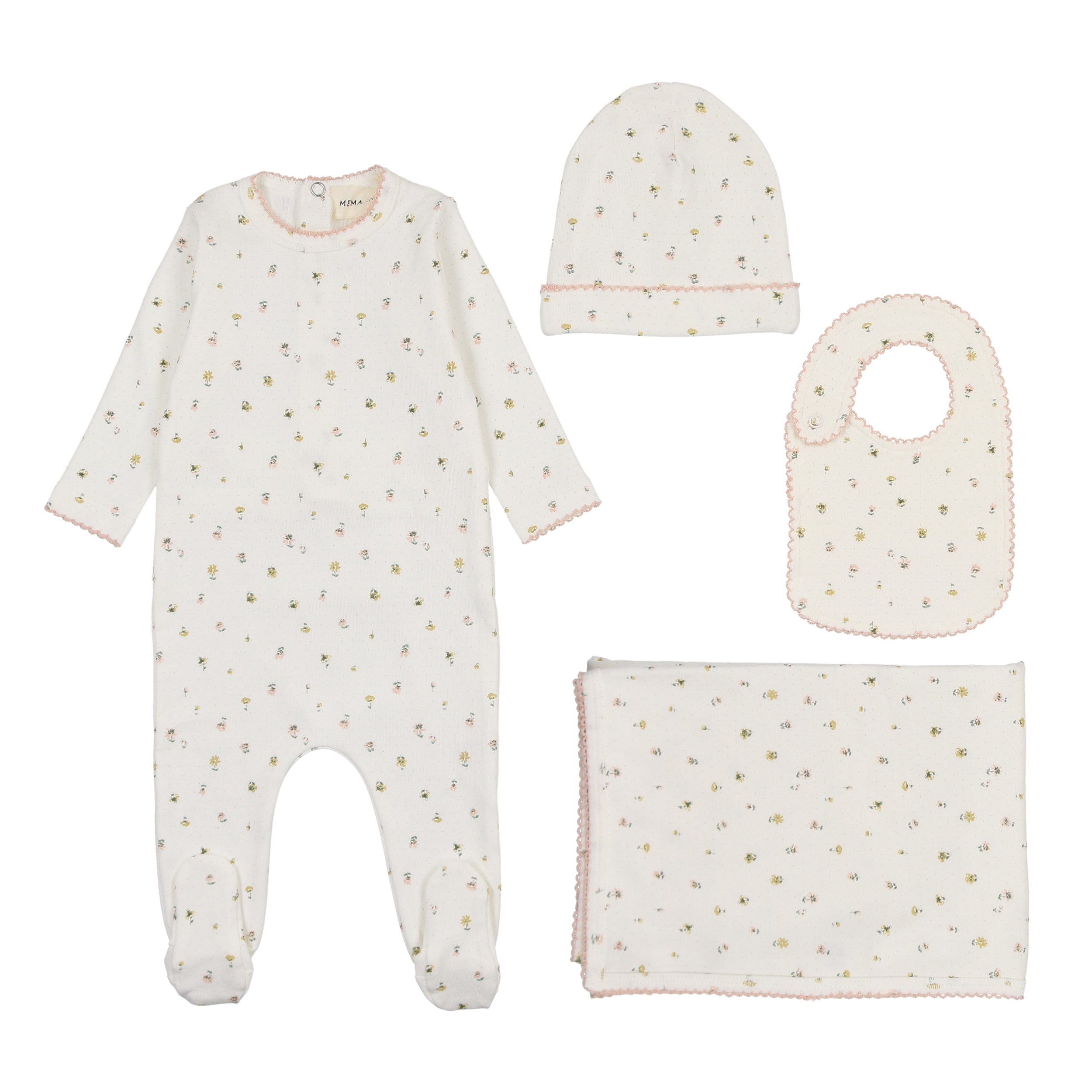 Mema Knits - Polka Dot Floral Print Four Piece Set