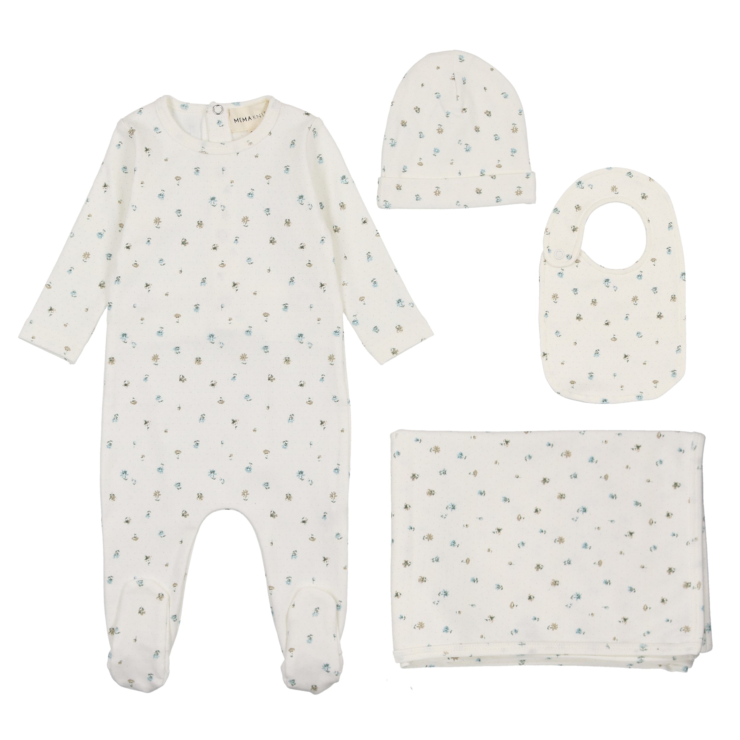 Mema Knits - Polka Dot Floral Print Four Piece Set