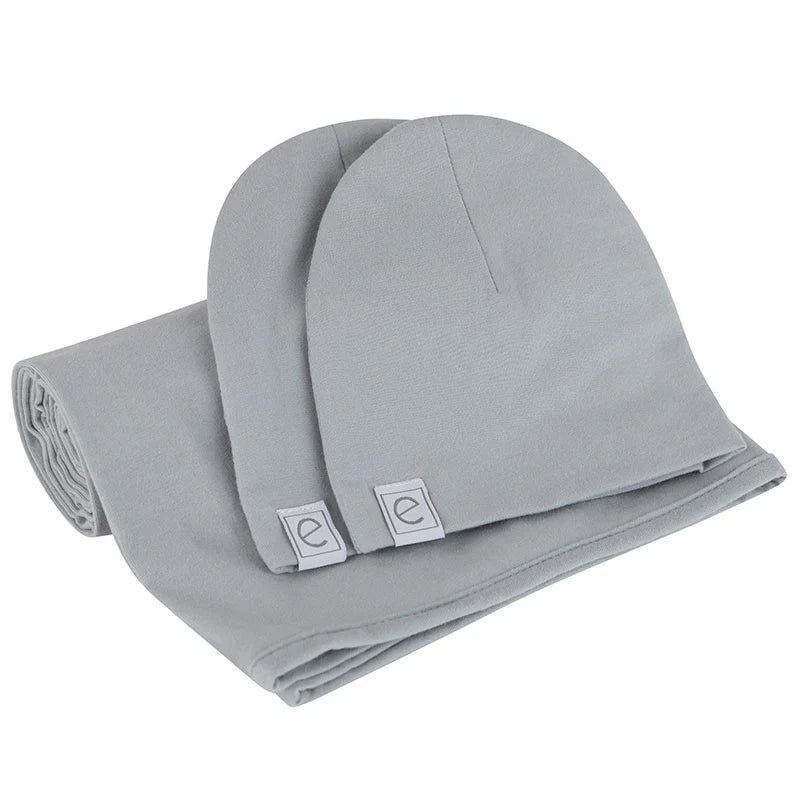 Ely's & Co. - Jersey Cotton Spandex Swaddle Blankets 40"X40" With Baby Hat