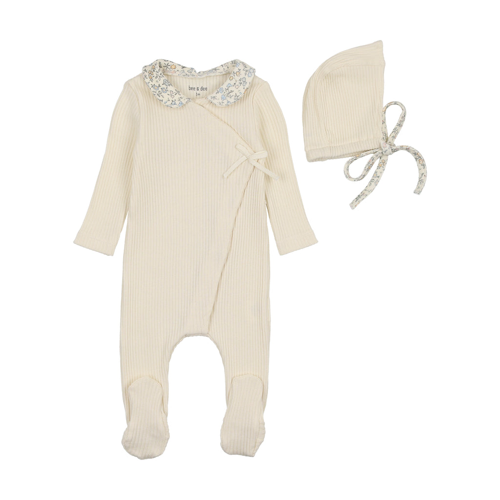 Bee & Dee - Organic Ditsy Wrap Footie|Bonnet