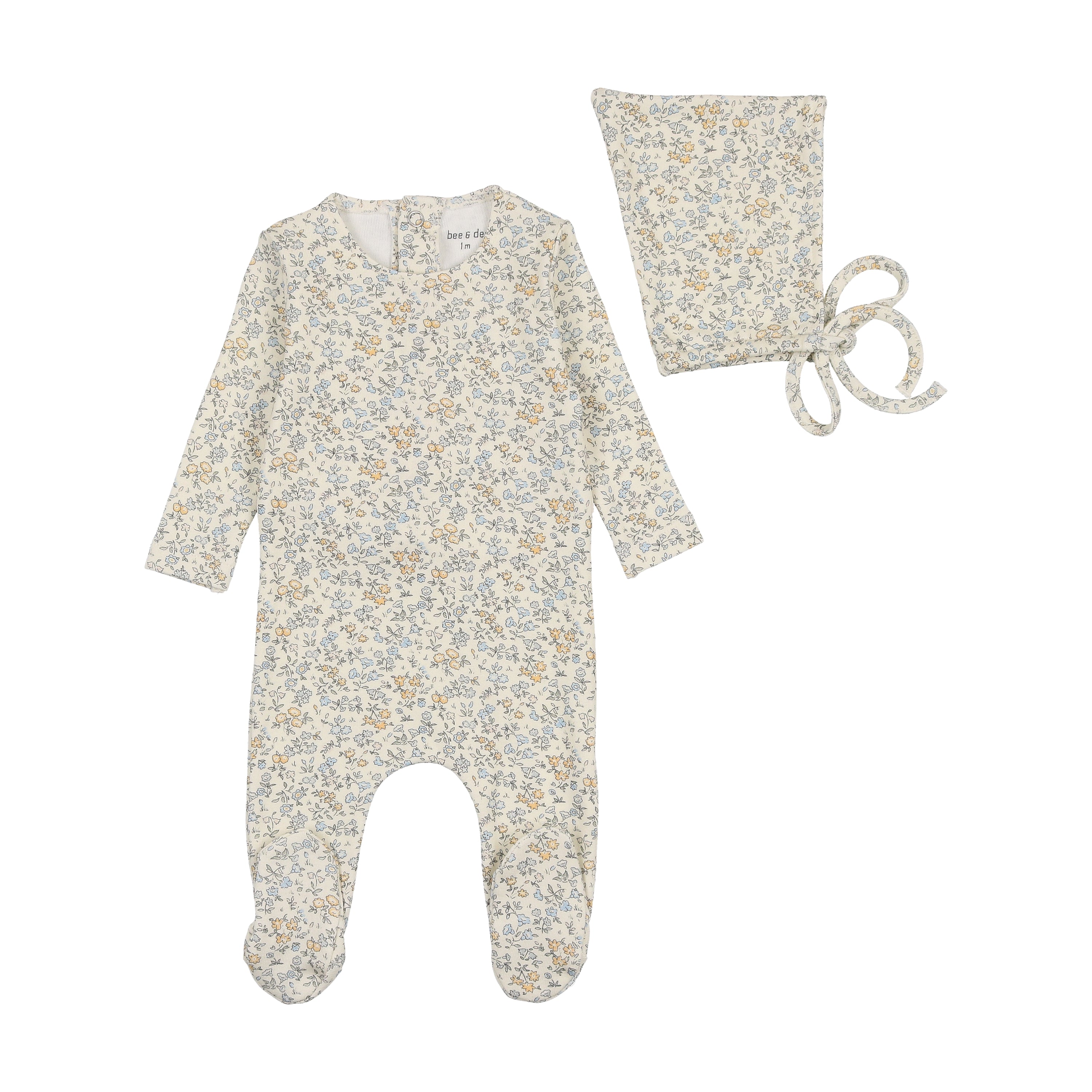 Bee & Dee - Organic All Over Print Footie|Bonnet