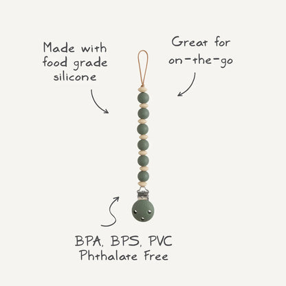 Mushie Silicone Pacifier Clip | Luna