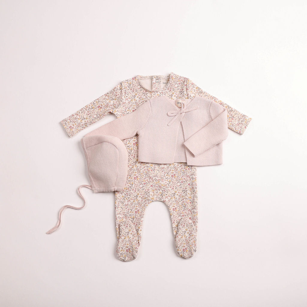 Bee & Dee Petit Fleurs Footie/Cardigan