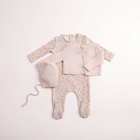 Bee & Dee Petit Fleurs Footie/Cardigan