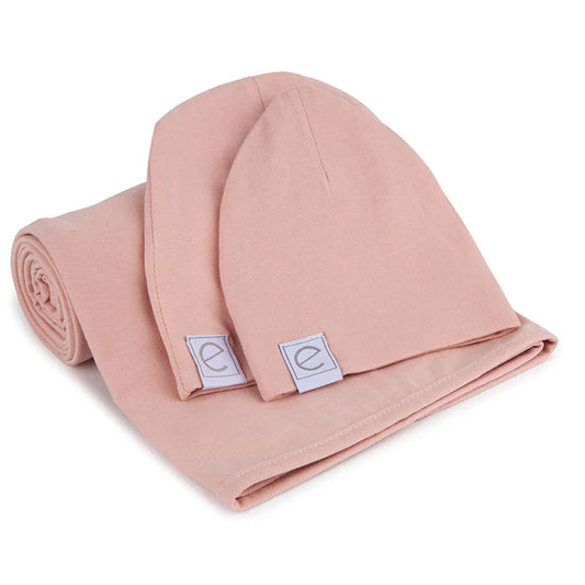 Ely's & Co. - Jersey Cotton Spandex Swaddle Blankets 40"X40" With Baby Hat