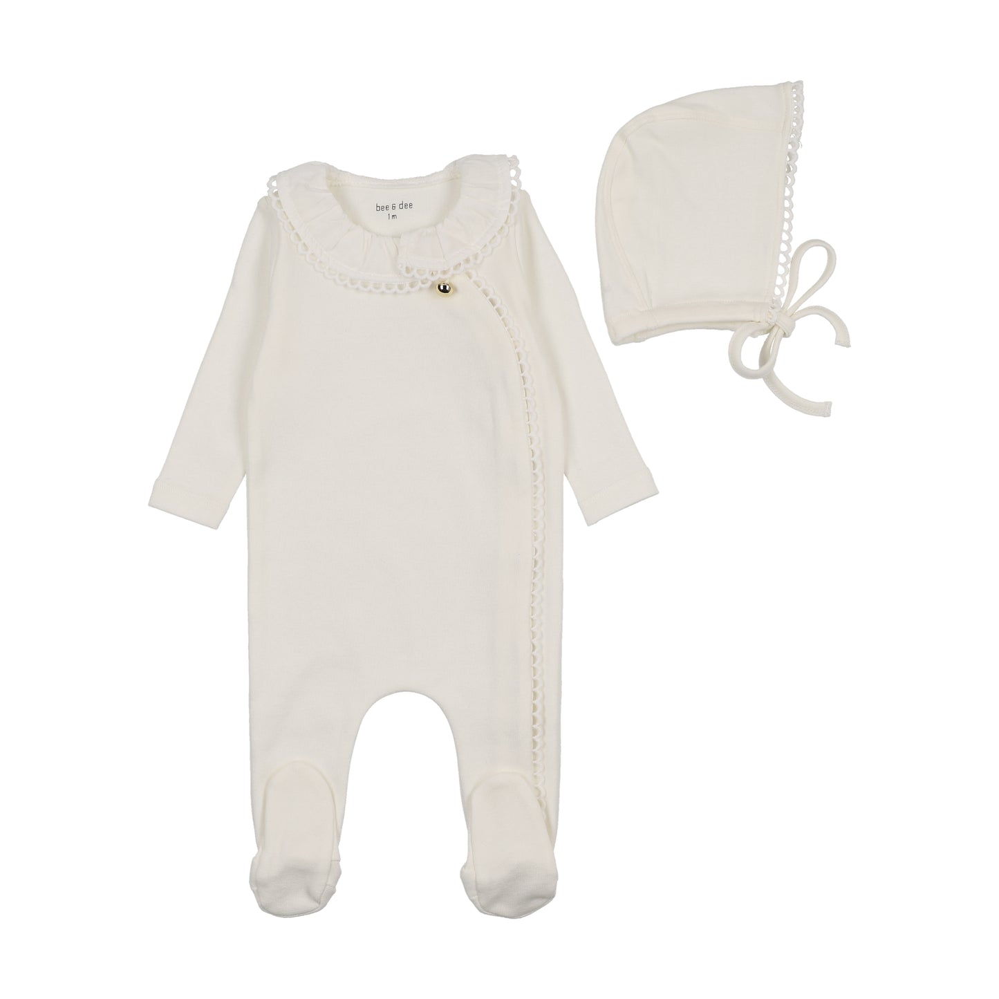 Bee & Dee Pleated Collar Footie/Bonnet