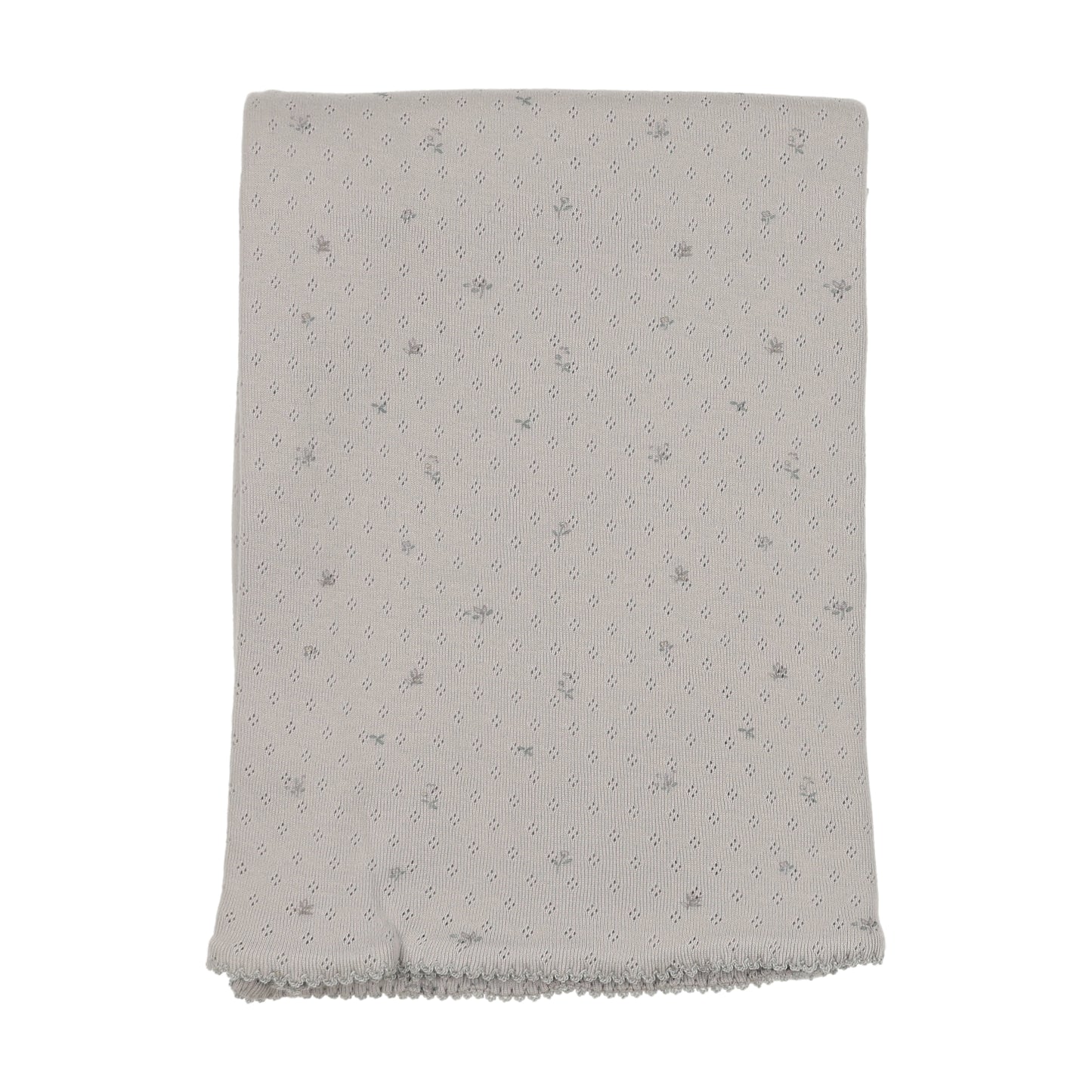 Bee & Dee Pointelle Flowers Dusty Blue Blanket