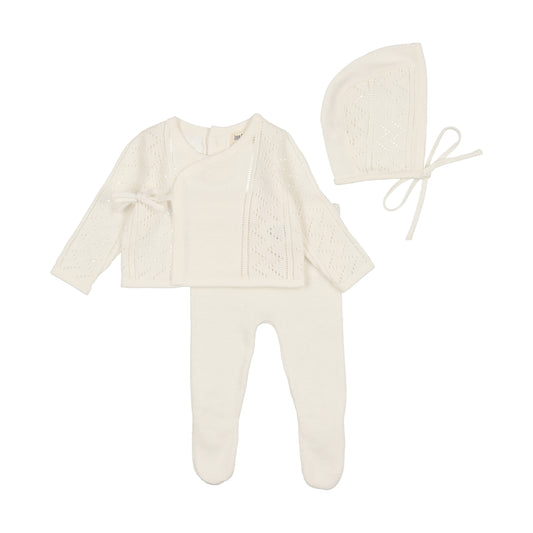 Bee & Dee - Pointelle Wrap Romper|Bonnet