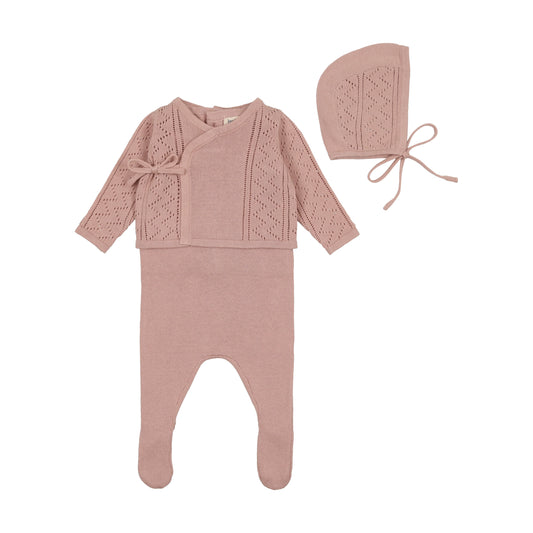 Bee & Dee - Pointelle Wrap Romper|Bonnet