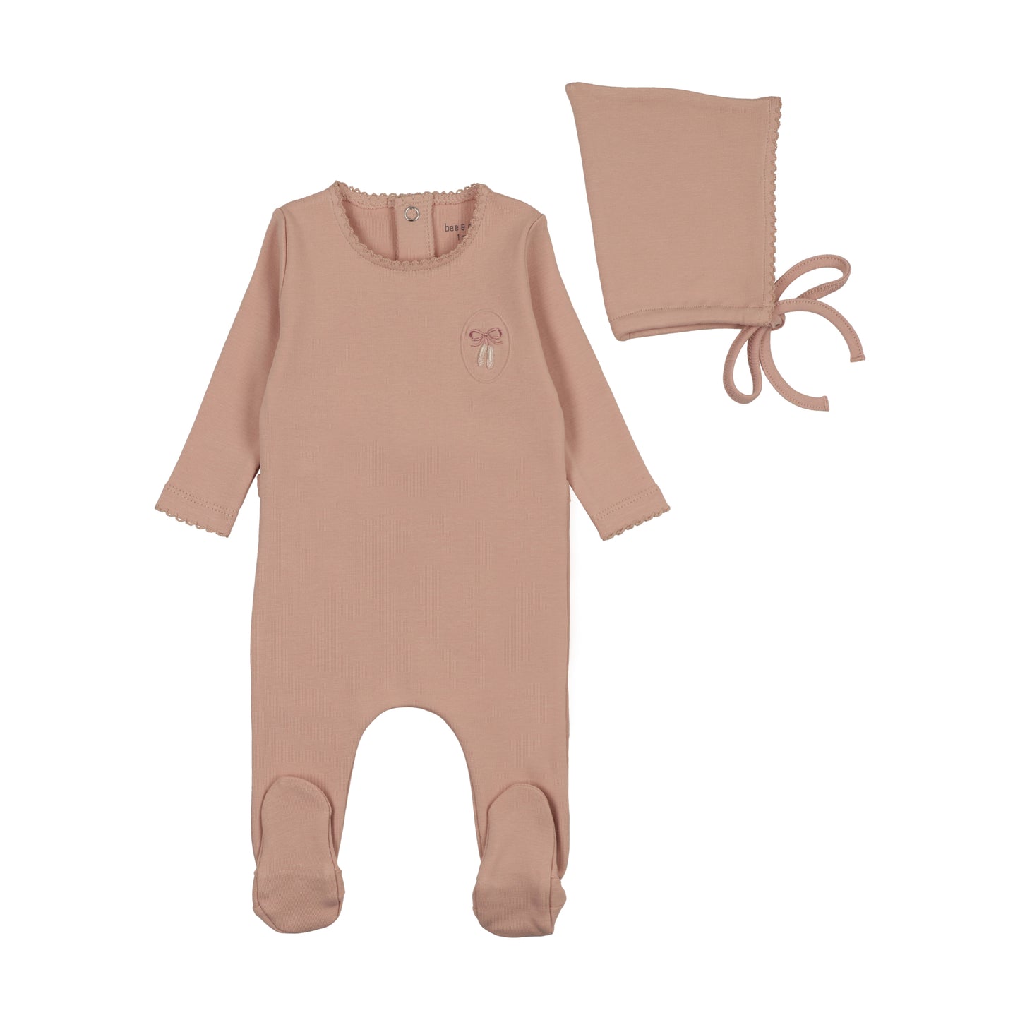 Bee & Dee Raised Embroidery Footie/Bonnet