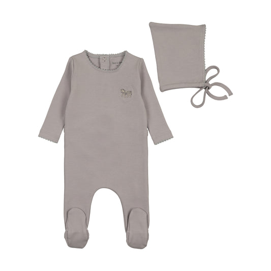 Bee & Dee Raised Embroidery Footie/Bonnet