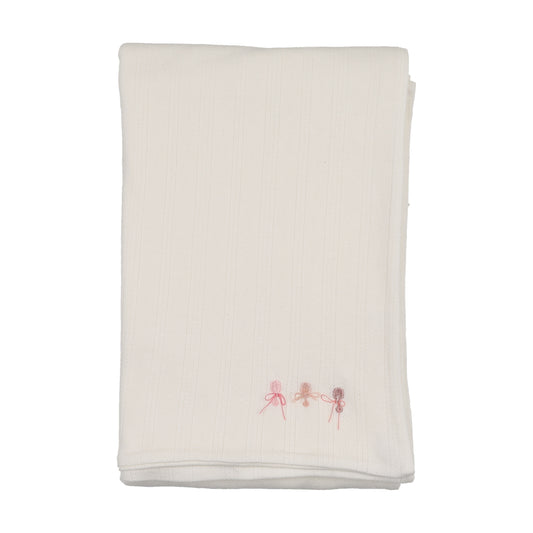 Bee & Dee Rattles Pointelle Chalk White Girls Blanket