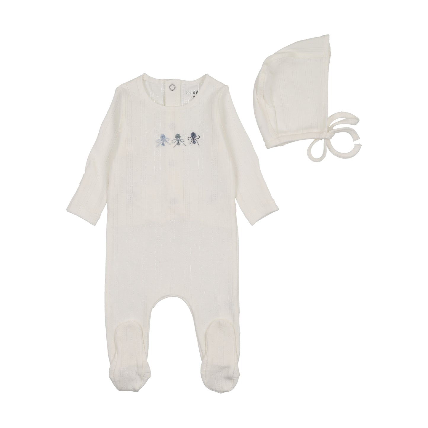 Bee & Dee Rattles Pointelle Footie/Bonnet