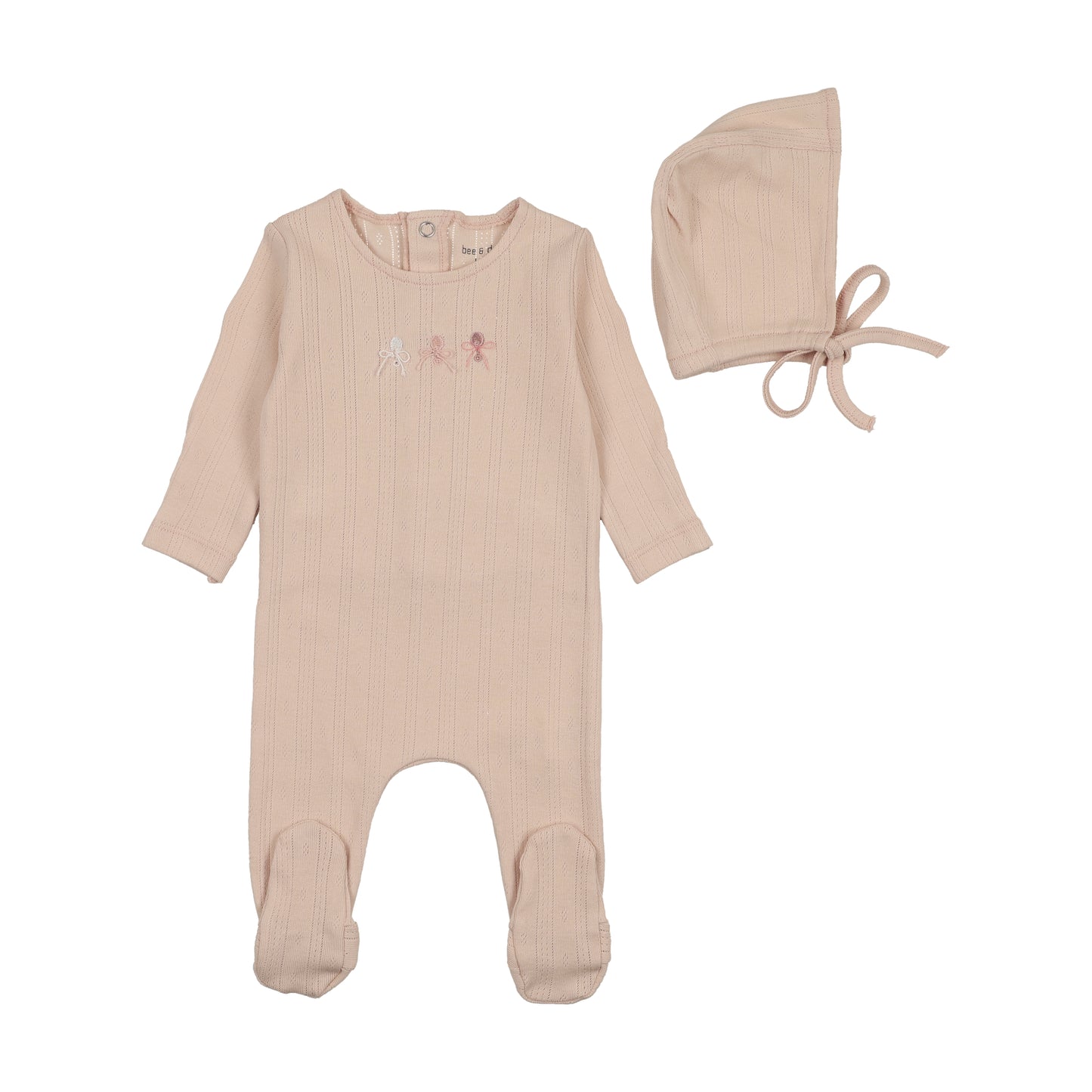 Bee & Dee Rattles Pointelle Footie/Bonnet