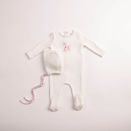 Bee & Dee Rocking Horse Footie/Bonnet