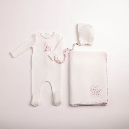 Bee & Dee Rocking Horse Footie/Bonnet - Full Set