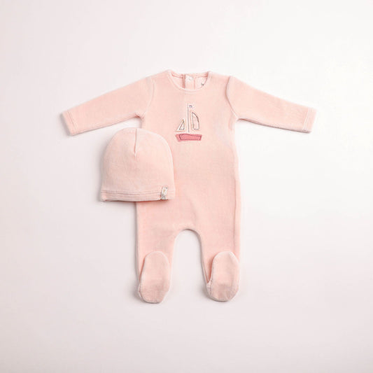 Bee & Dee Sail Away Velour Footie/Beanie