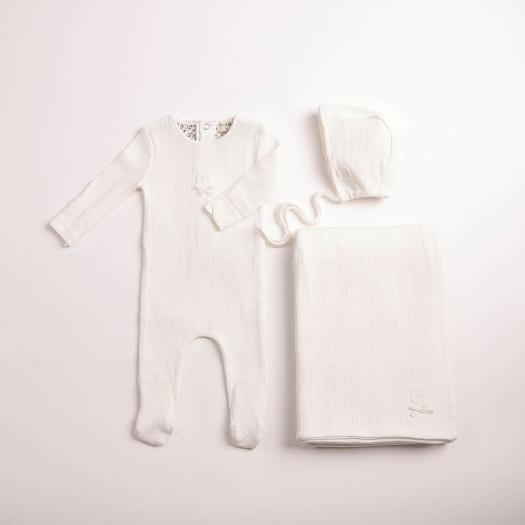 Bee & Dee Sweet Classic Pointelle Footie/Beanie - Full Set