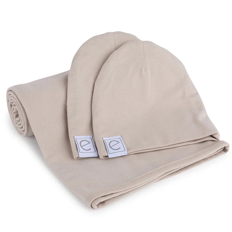 Ely's & Co. - Jersey Cotton Spandex Swaddle Blankets 40"X40" With Baby Hat