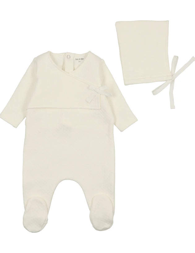 Bee & Dee - Textured Pointelle Footie + Bonnet