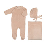 Mema Knits - Thin Striped Velour Three Piece Set