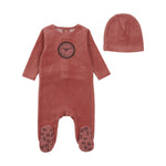 Bee & Dee - Clock Velour Footie + Beanie