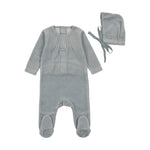 Bee & Dee - Velour Pleated Footie + Bonnet