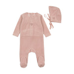 Bee & Dee - Velour Pleated Footie + Bonnet