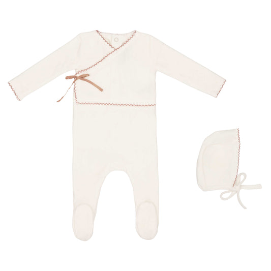 Classic Velour Kimono Footie and Hat- Girls
