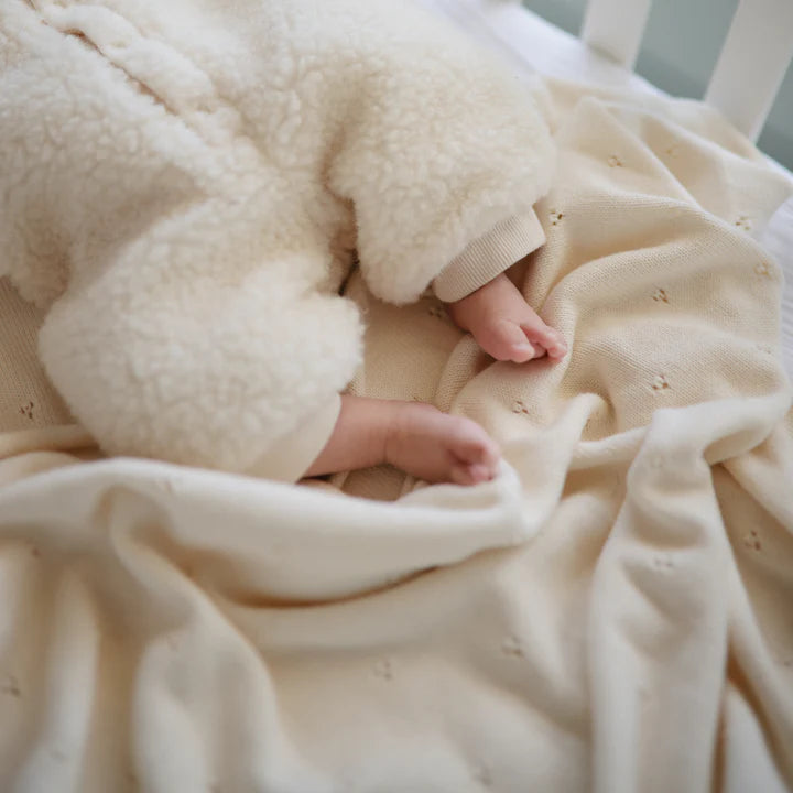 Mushie Knitted Pointelle Baby Blanket