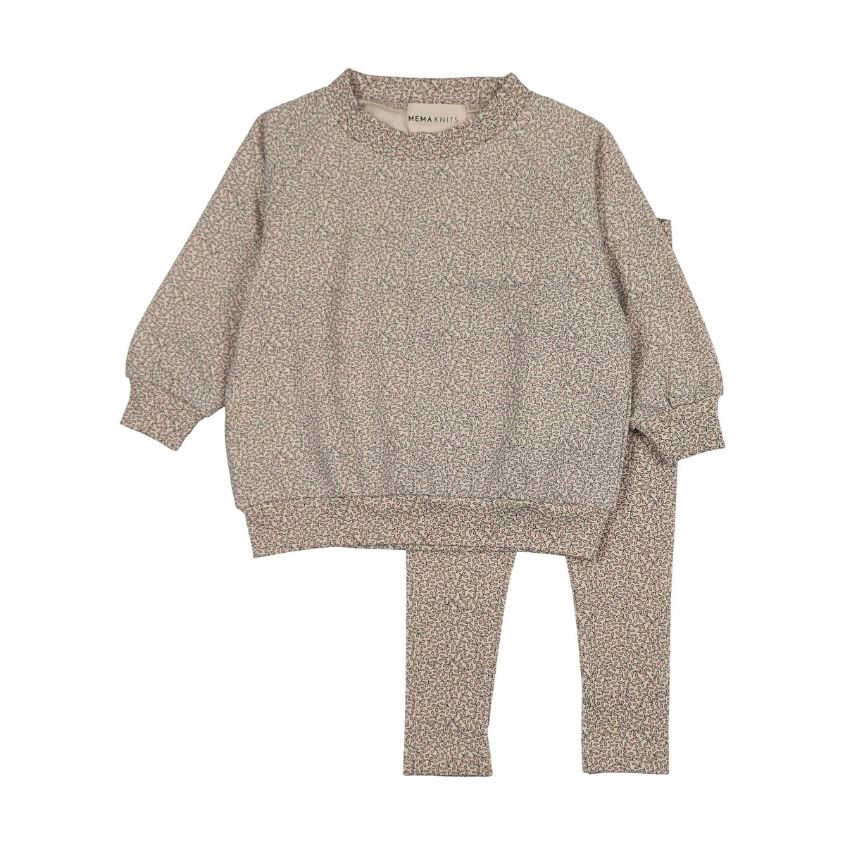 Mema Knits LEAF PRINT SWEATSHIRT SET