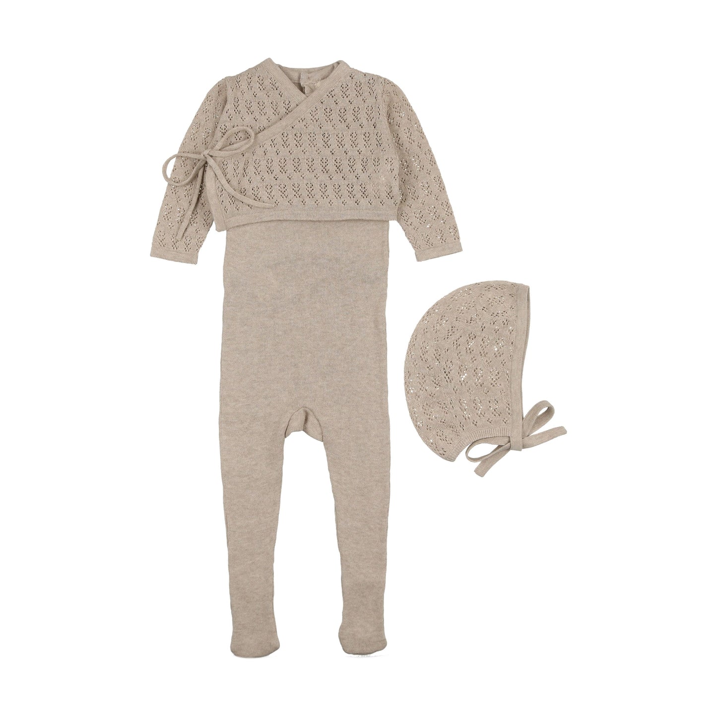 Mema Knits -Knit Sleeveless Footie + Cardigan|Bonnet