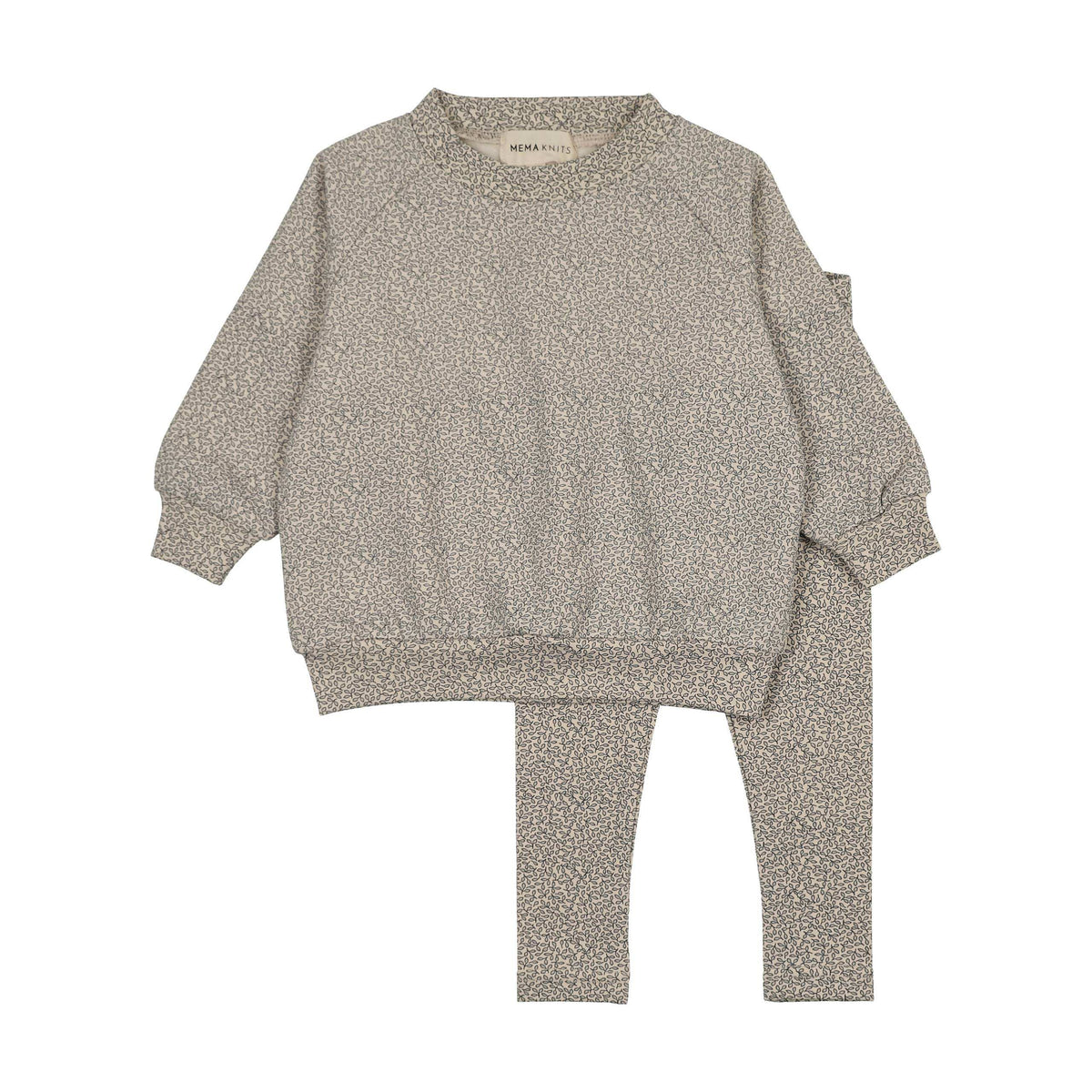 Mema Knits LEAF PRINT SWEATSHIRT SET