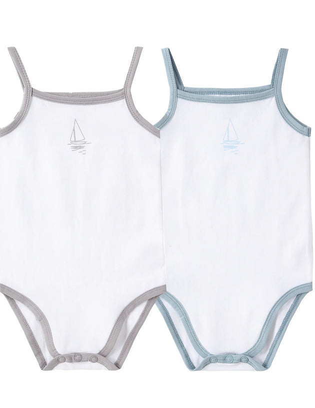 Petit Clair - Baby Spaghetti Strap Bodysuit White With Print