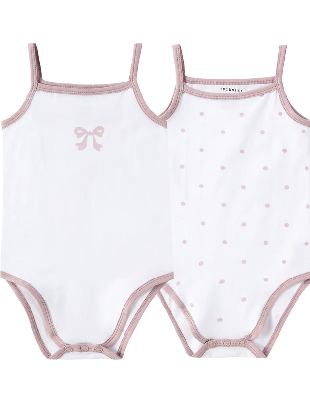 Petit Clair - Baby Spaghetti Strap Bodysuit White With Print