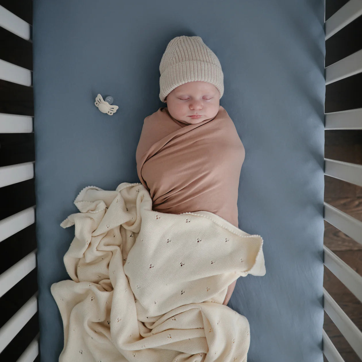 Mushie Knitted Pointelle Baby Blanket