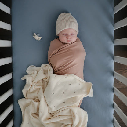Mushie Knitted Pointelle Baby Blanket
