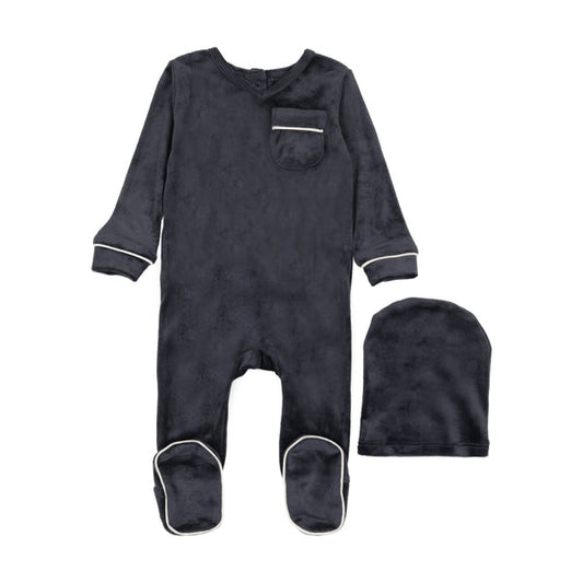 Cuddle&Coo Navy Velour stretchie