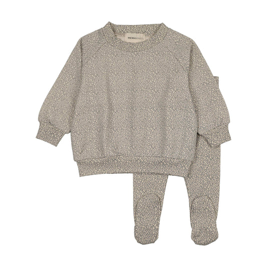Mema Knits LEAF PRINT SWEATSHIRT SET
