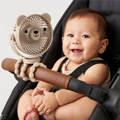 Itzy Ritzy Itzy Breeze 3-Speed Stroller Fan Theo the Bear Taupe