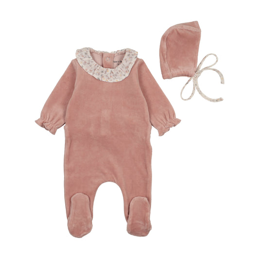 Whimsical Bloom Collar Footie/Bonnet