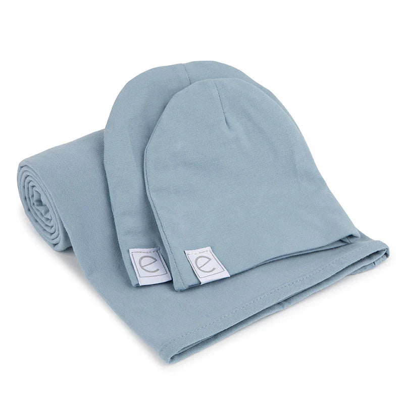 Ely's & Co. - Jersey Cotton Spandex Swaddle Blankets 40"X40" With Baby Hat