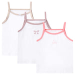 Petit Clair - White Spaghetti Strap Tank With Colored Trim & Print