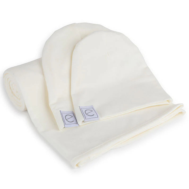 Ely's & Co. - Jersey Cotton Spandex Swaddle Blankets 40"X40" With Baby Hat