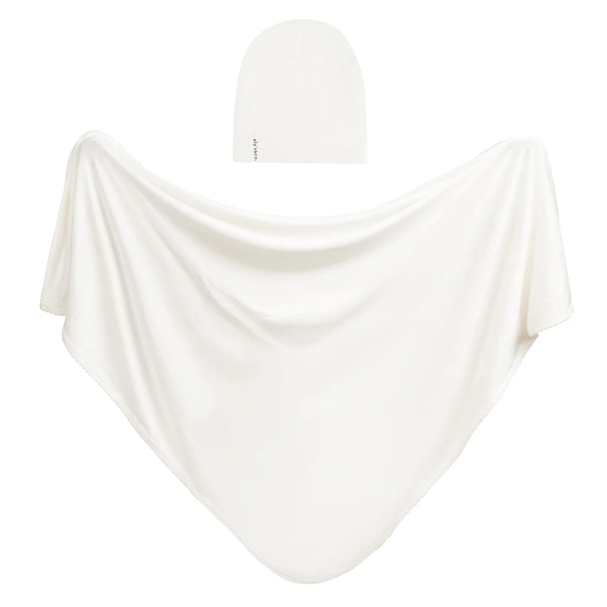 Ely's & Co. - Modal Jersey Swaddles 40" With Scallop + Beanie