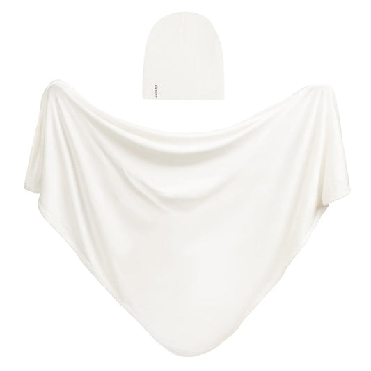 Ely's & Co. - Modal Jersey Swaddles 40" With Scallop + Beanie