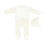 Bonjoy Baby - Velour Stretchie Embossed Cardigan & Beanie