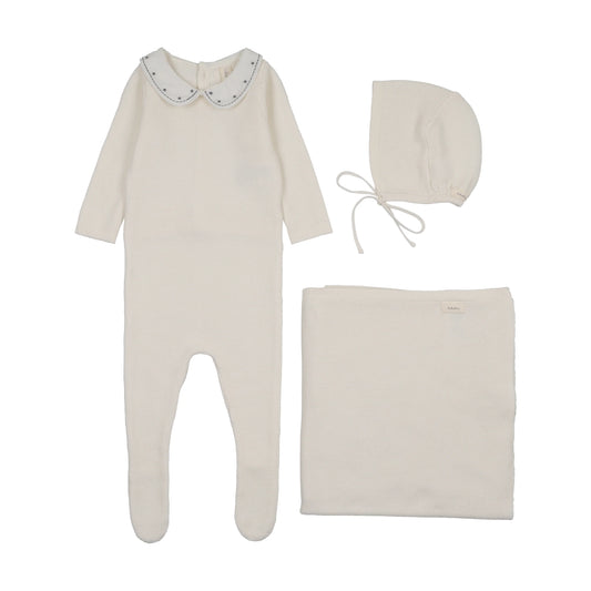 Lil Legs EMBROIDERED KNIT COLLAR LAYETTE SET