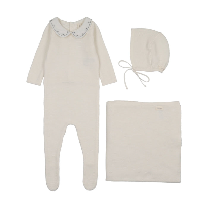 Lil Legs EMBROIDERED KNIT COLLAR LAYETTE SET