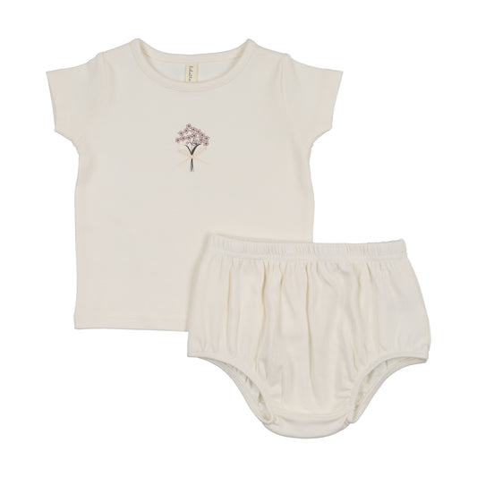 Lil Legs Bouquet Graphic Short Sleeve Set With Bloomers